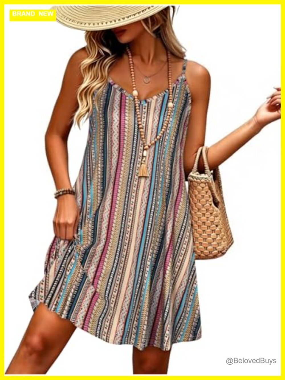 Women's Spaghetti Strap Summer Casual Sundress with Pockets